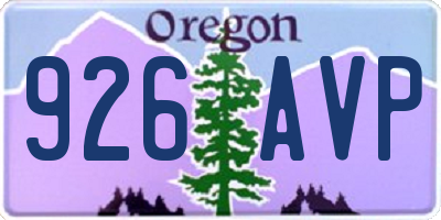OR license plate 926AVP