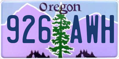 OR license plate 926AWH