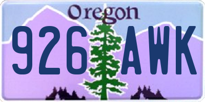 OR license plate 926AWK