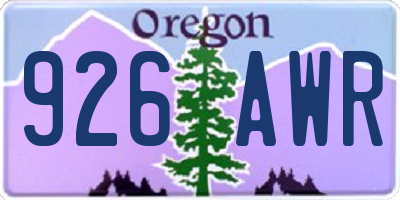 OR license plate 926AWR