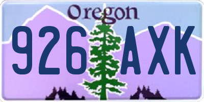 OR license plate 926AXK