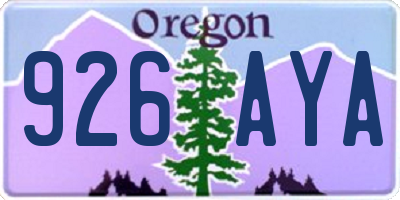 OR license plate 926AYA