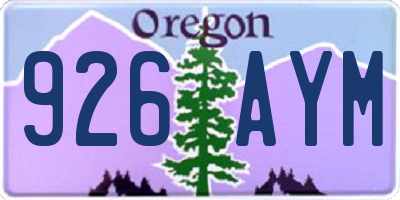 OR license plate 926AYM
