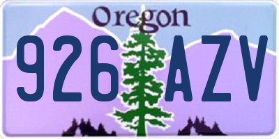 OR license plate 926AZV