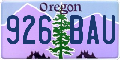 OR license plate 926BAU