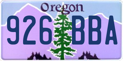 OR license plate 926BBA