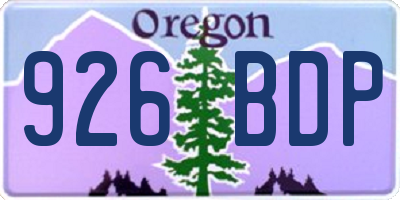 OR license plate 926BDP