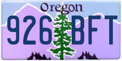 OR license plate 926BFT