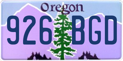 OR license plate 926BGD