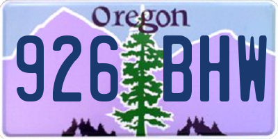 OR license plate 926BHW