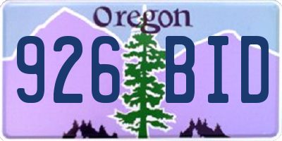OR license plate 926BID