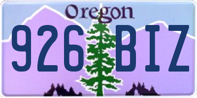 OR license plate 926BIZ