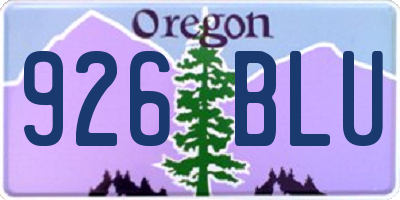 OR license plate 926BLU