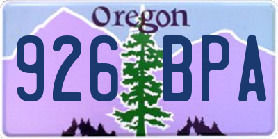 OR license plate 926BPA