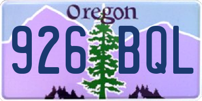 OR license plate 926BQL