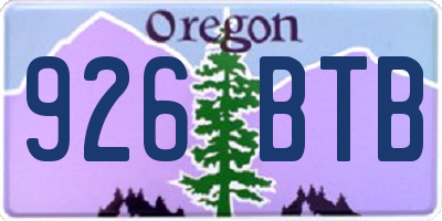 OR license plate 926BTB