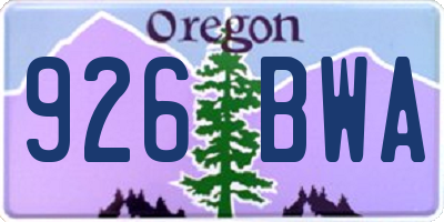 OR license plate 926BWA