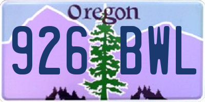 OR license plate 926BWL