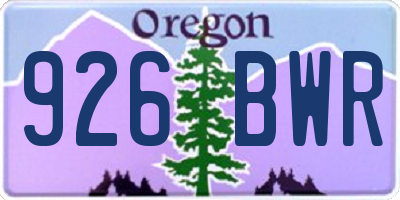 OR license plate 926BWR