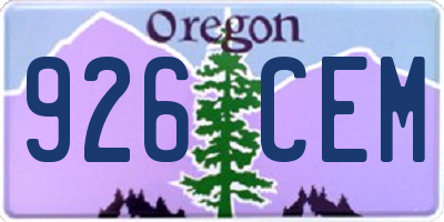OR license plate 926CEM