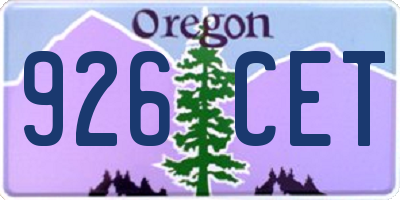 OR license plate 926CET