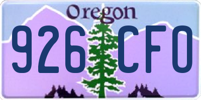 OR license plate 926CFO