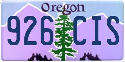 OR license plate 926CIS