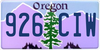 OR license plate 926CIW