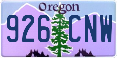 OR license plate 926CNW
