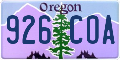 OR license plate 926COA