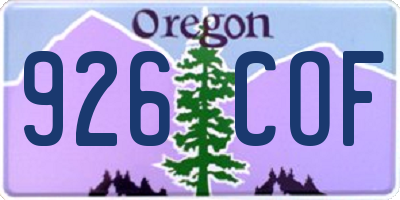 OR license plate 926COF