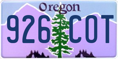 OR license plate 926COT