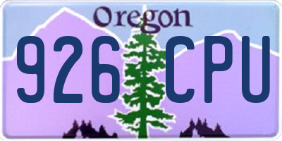 OR license plate 926CPU
