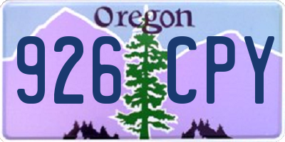 OR license plate 926CPY