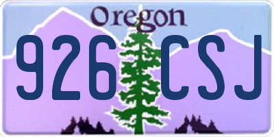 OR license plate 926CSJ