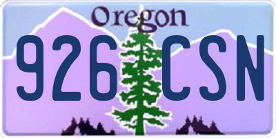 OR license plate 926CSN