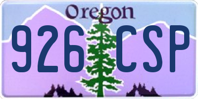 OR license plate 926CSP