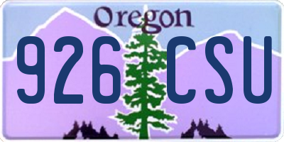OR license plate 926CSU