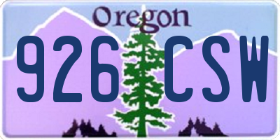 OR license plate 926CSW