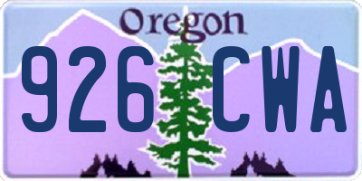OR license plate 926CWA