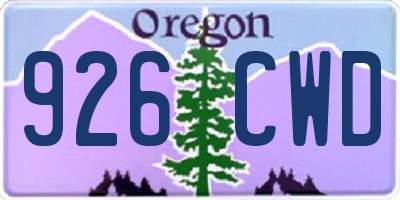 OR license plate 926CWD