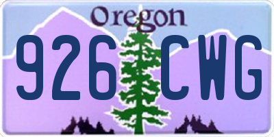 OR license plate 926CWG