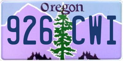 OR license plate 926CWI