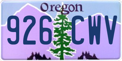OR license plate 926CWV
