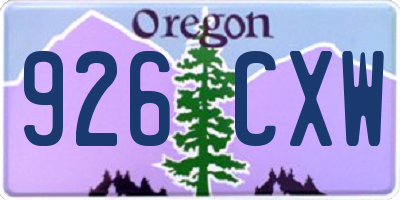 OR license plate 926CXW