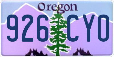 OR license plate 926CYO
