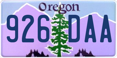 OR license plate 926DAA