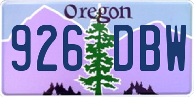OR license plate 926DBW