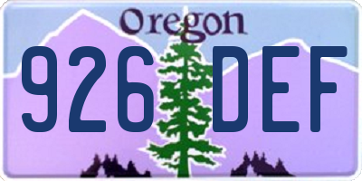 OR license plate 926DEF