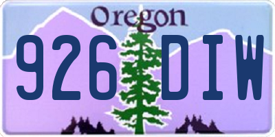 OR license plate 926DIW